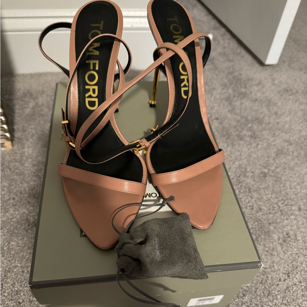 Tom Ford Lock 105 Padlock Velvet heeled sandals sz 42